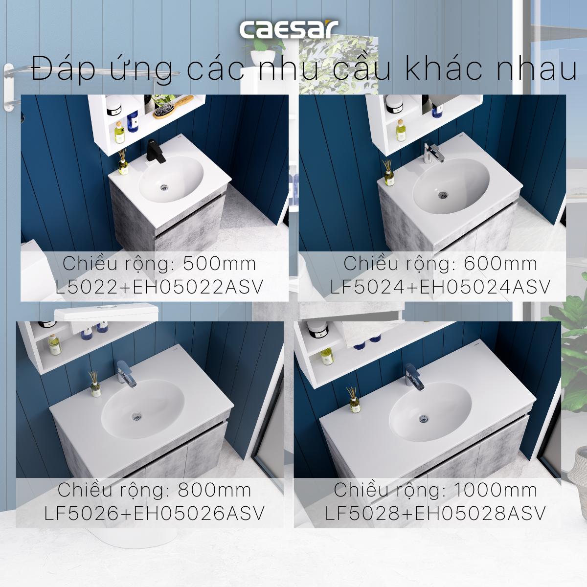 Lavabo kết hợp tủ treo Caesar L5022/EH05022ASV