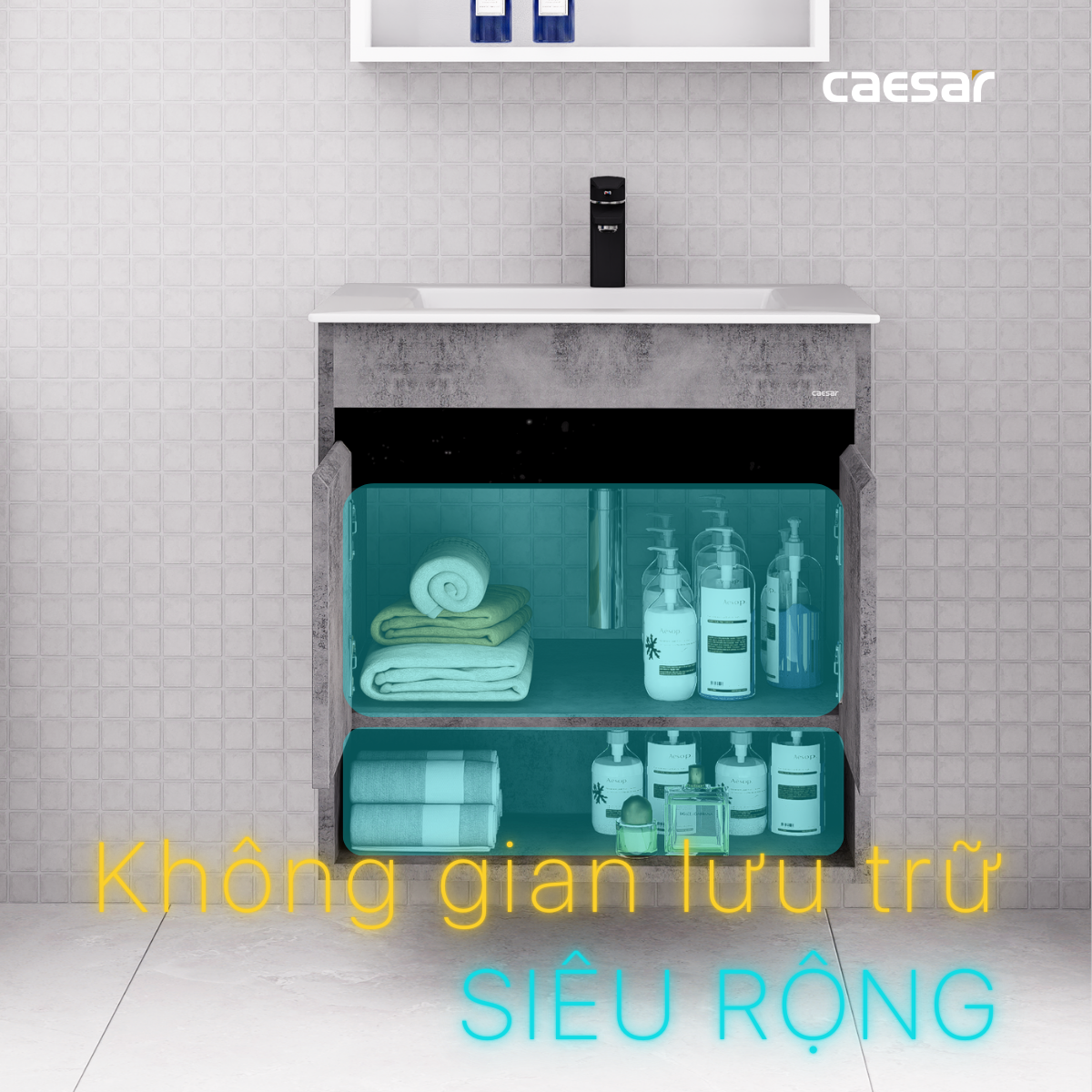 Lavabo kết hợp tủ treo Caesar LF5030/EH05030ASV