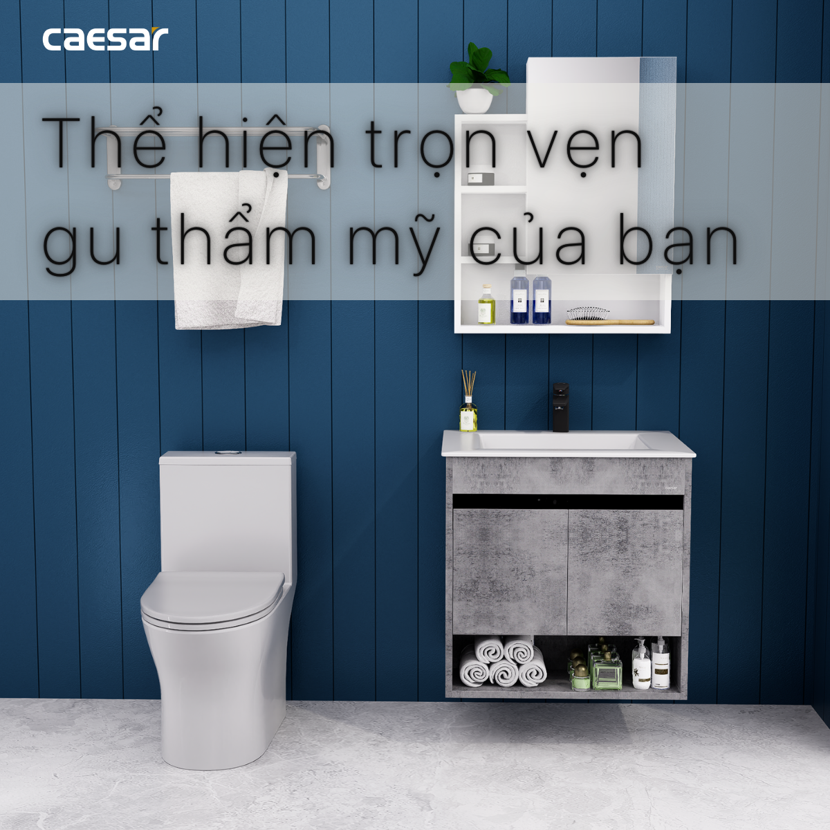 Lavabo kết hợp tủ treo Caesar LF5030/EH05030ASV