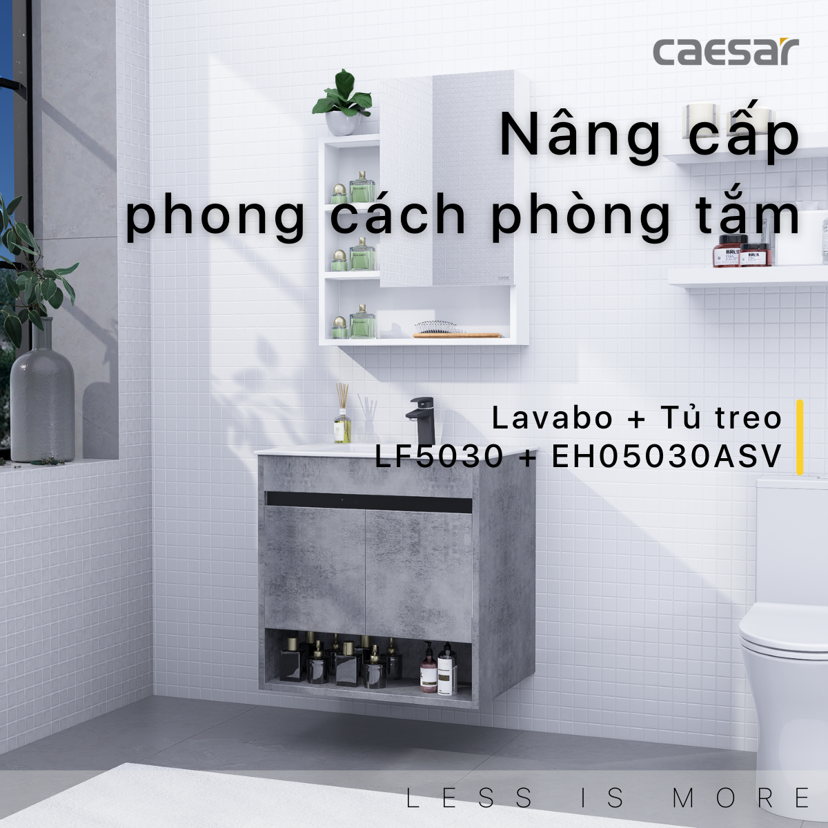 Lavabo kết hợp tủ treo Caesar LF5030/EH05030ASV