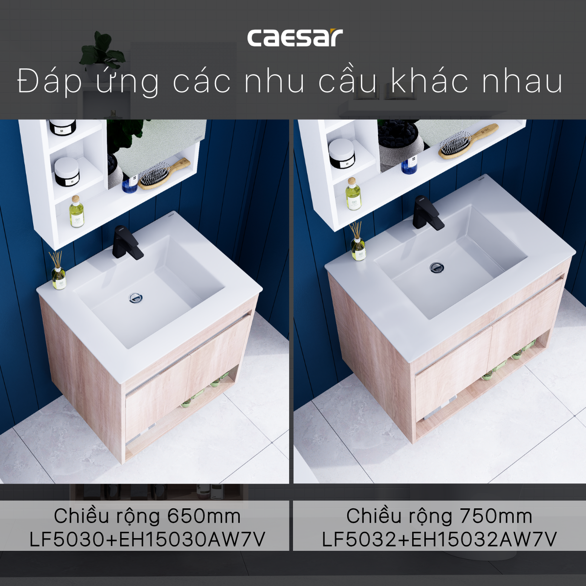 Lavabo kết hợp tủ treo Caesar LF5030/EH15030AW7V