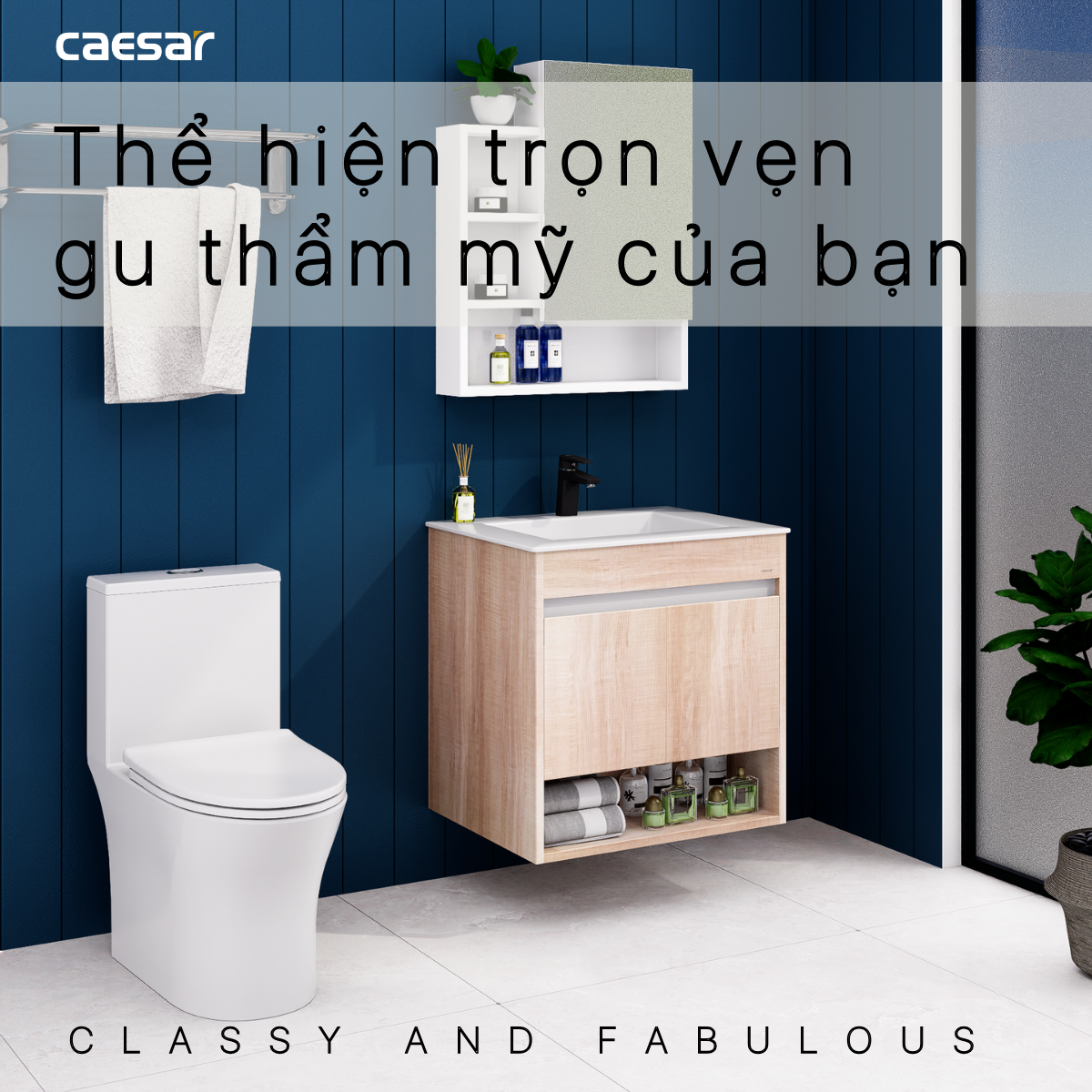 Lavabo kết hợp tủ treo Caesar LF5030/EH15030AW7V