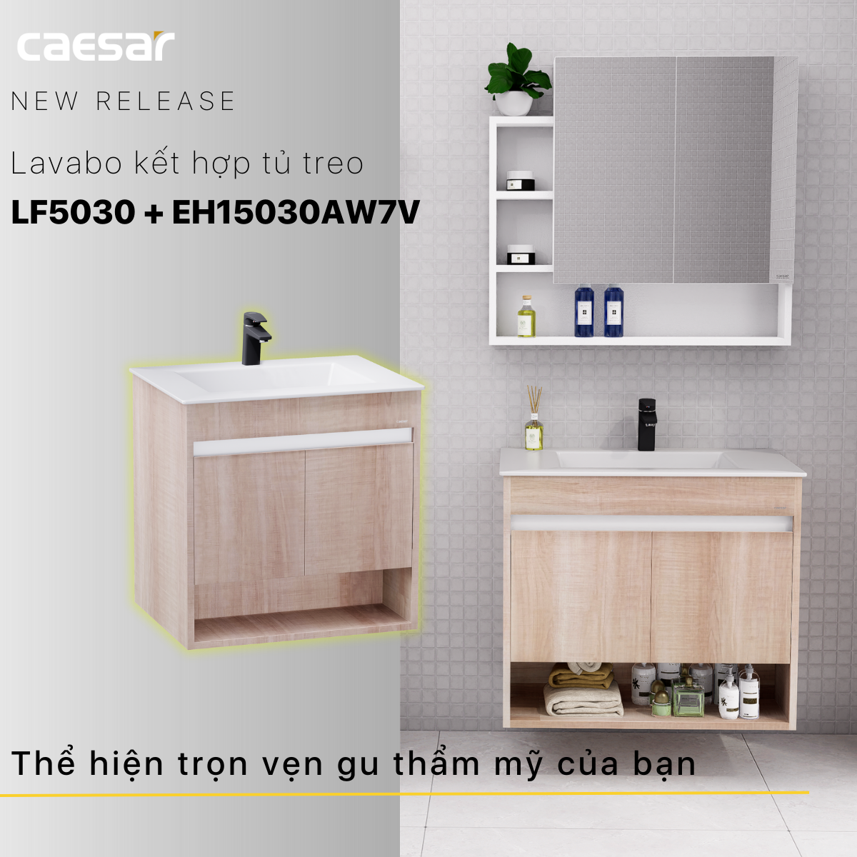 Lavabo kết hợp tủ treo Caesar LF5030/EH15030AW7V