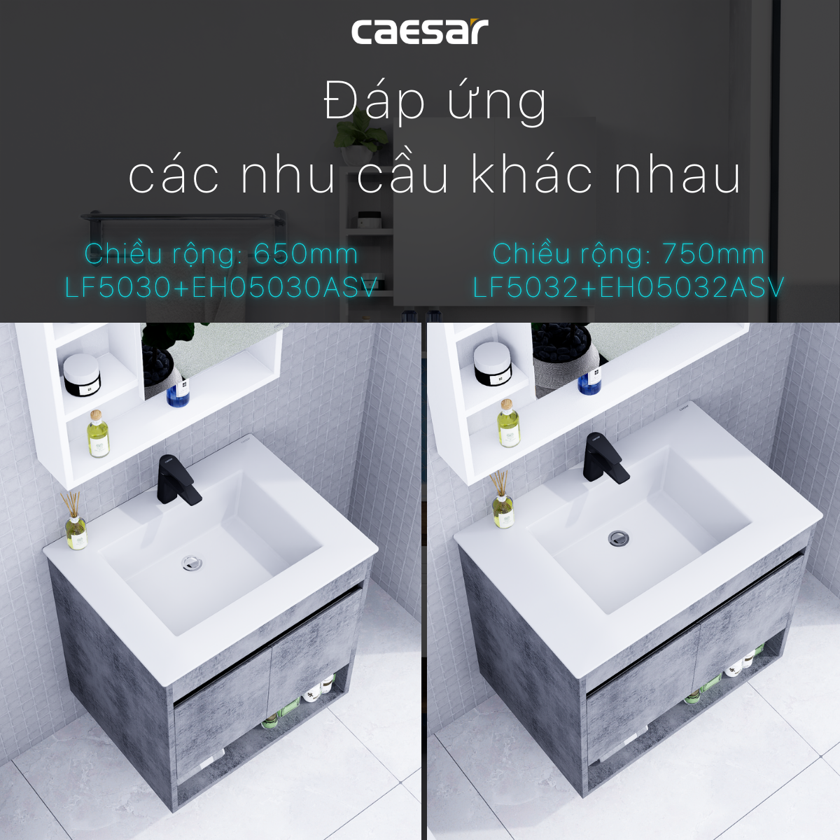 Lavabo kết hợp tủ treo Caesar LF5032/EH05032ASV
