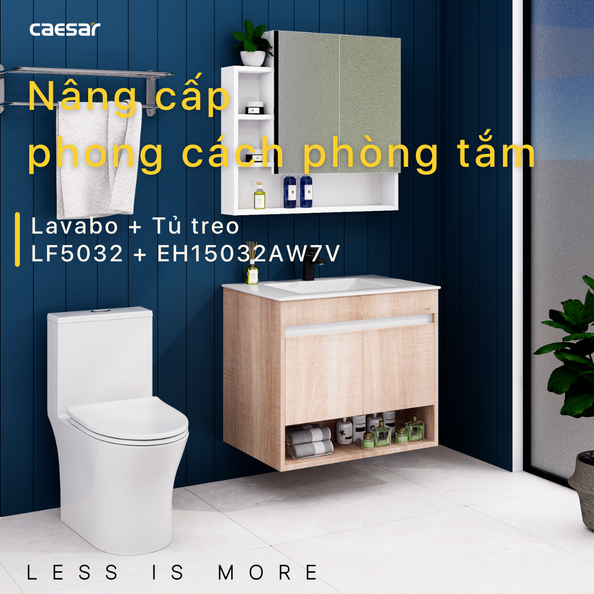 Lavabo kết hợp tủ treo Caesar LF5032/EH15032AW7V