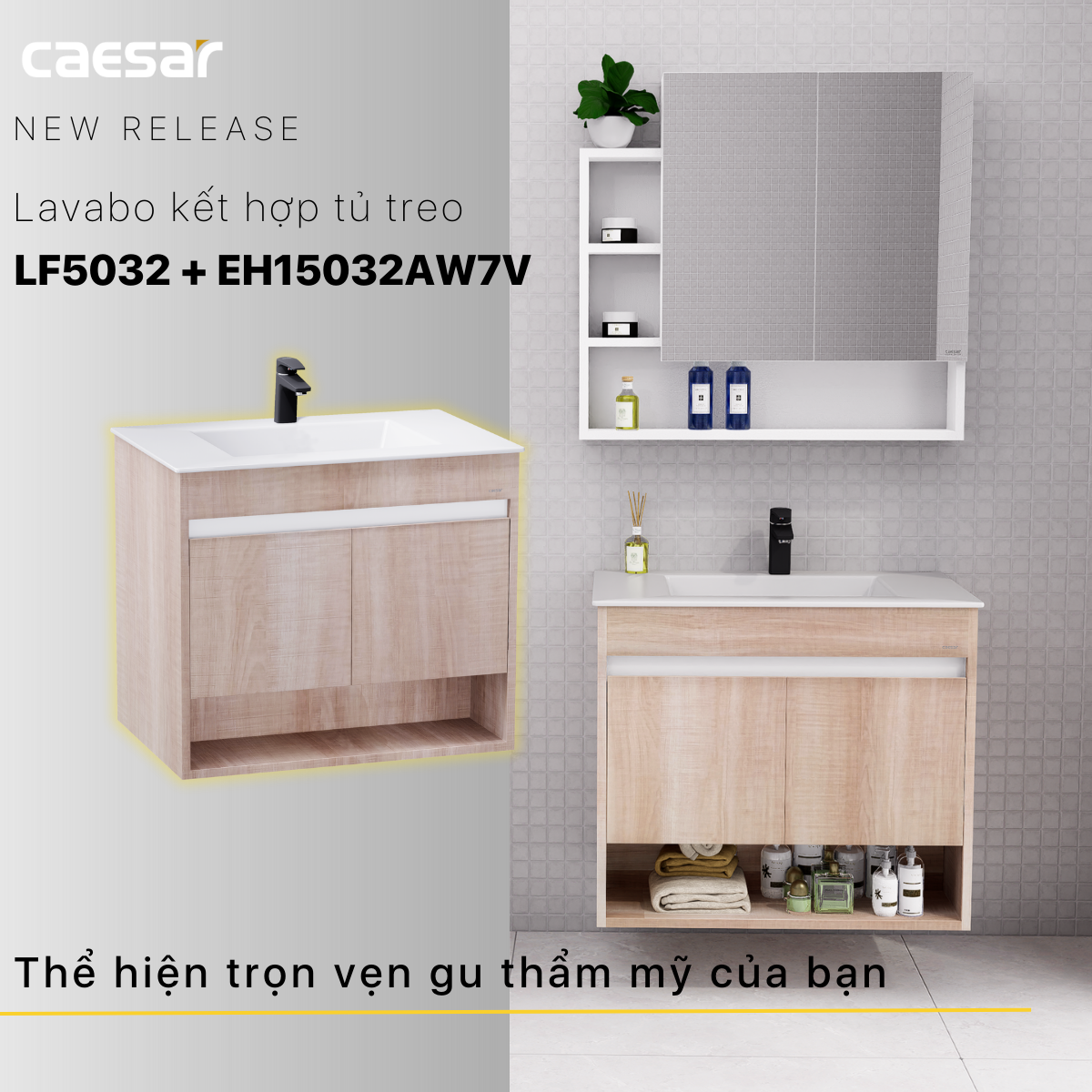 Lavabo kết hợp tủ treo Caesar LF5032/EH15032AW7V