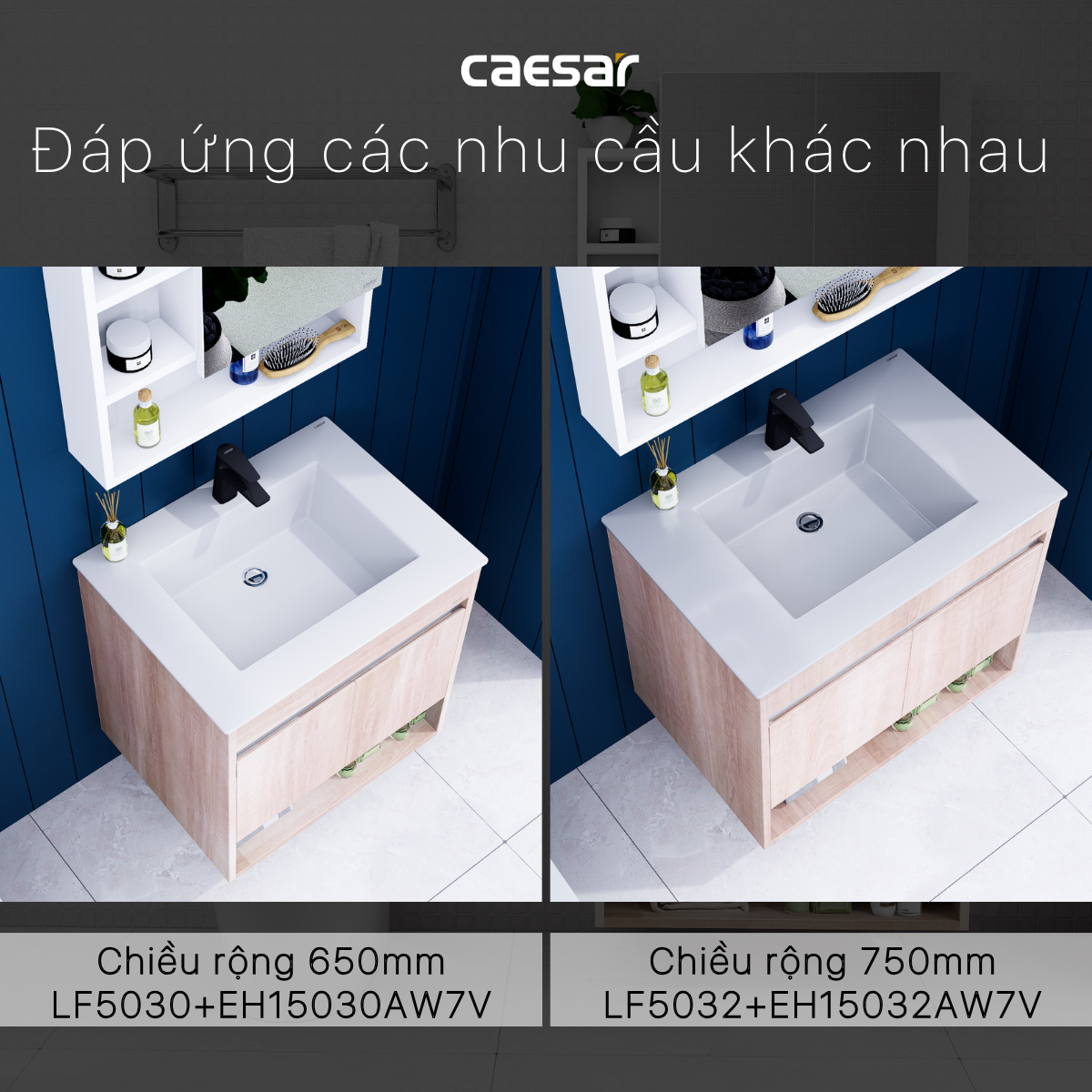 Lavabo kết hợp tủ treo Caesar LF5032/EH15032AW7V