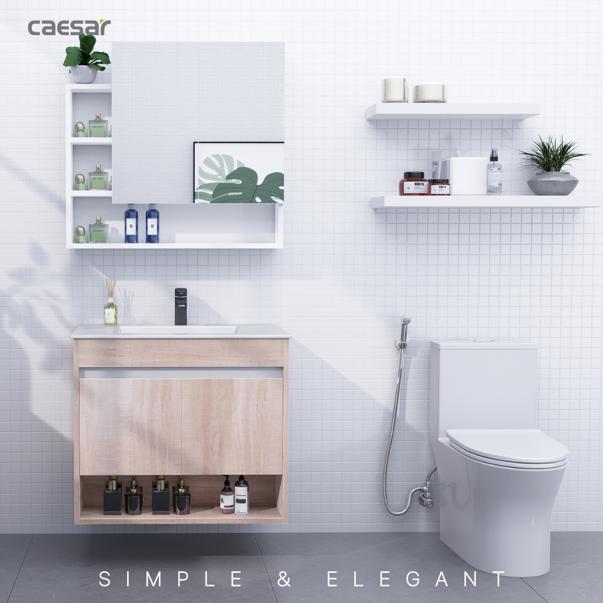 Lavabo kết hợp tủ treo Caesar LF5032/EH15032AW7V