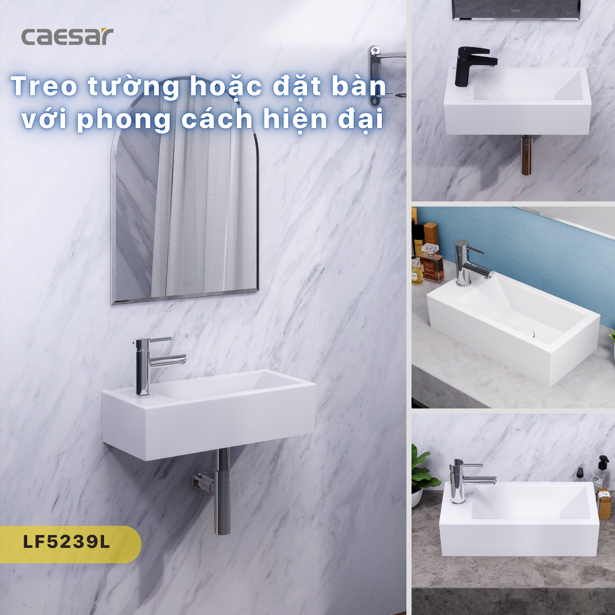 Lavabô Vuông Treo Caesar LF5239L