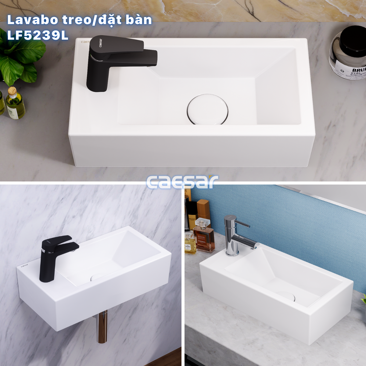 Lavabô Vuông Treo Caesar LF5239L
