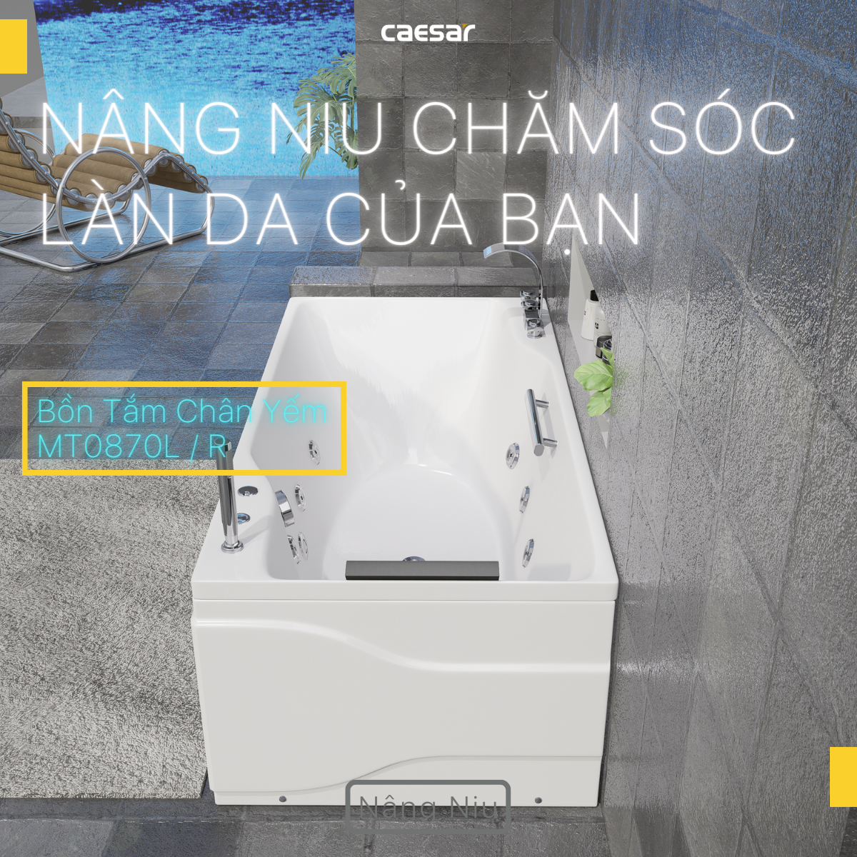 Bồn Tắm Massage Chân Yếm Caesar MT0870R