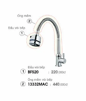 Ống mềm vòi bếp Caesar 13332MAC