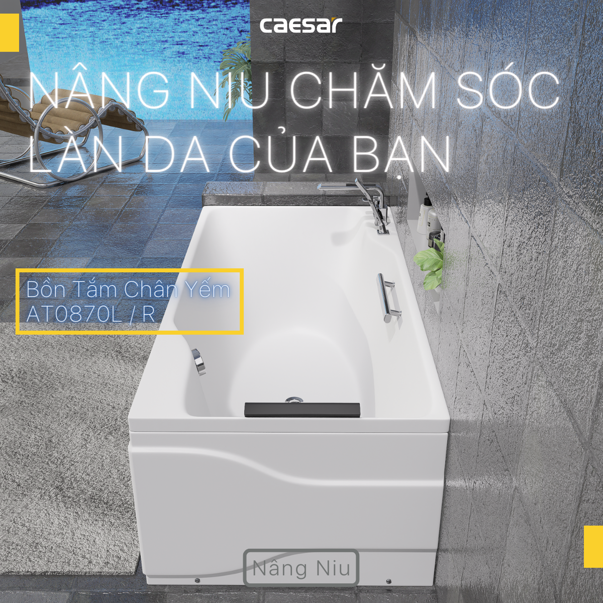 Bồn Tắm Chân Yếm Caesar AT0870L