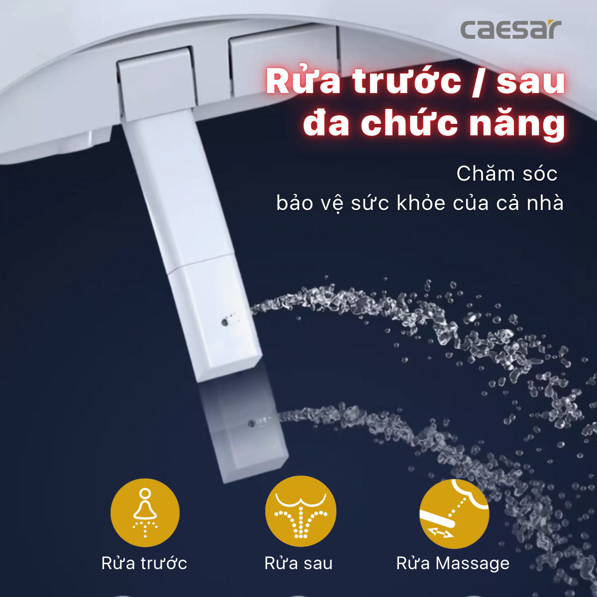 Bàn Cầu một khối kết hợp với nắp điện tử Caesar C1375F/TAF710H
