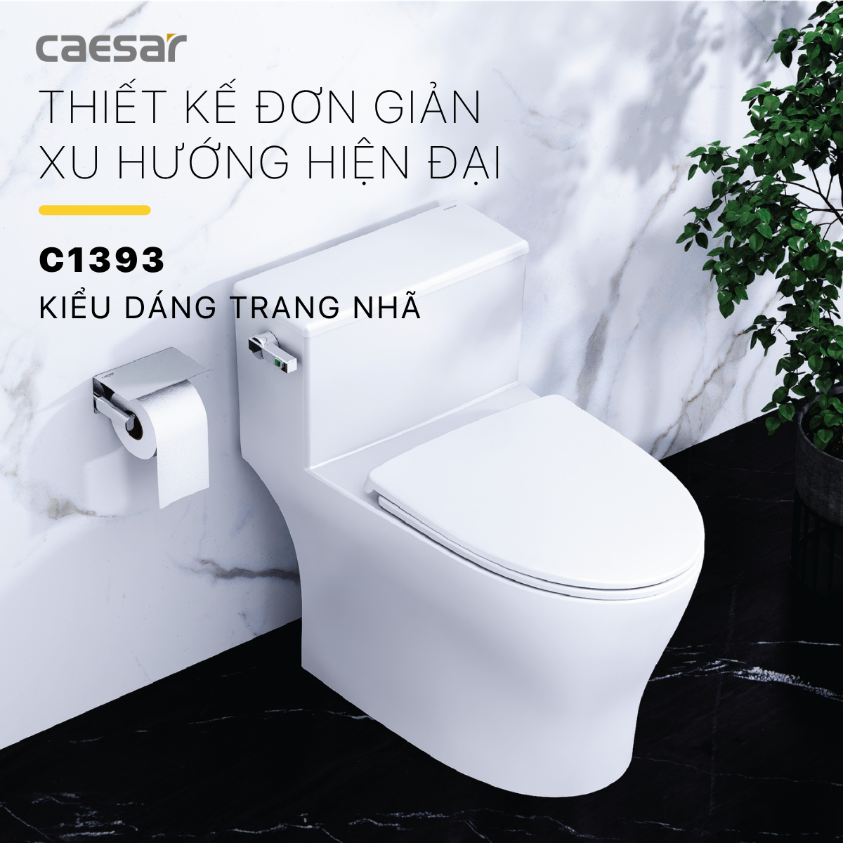 Bàn Cầu Một Khối Nắp Êm Caesar C1393