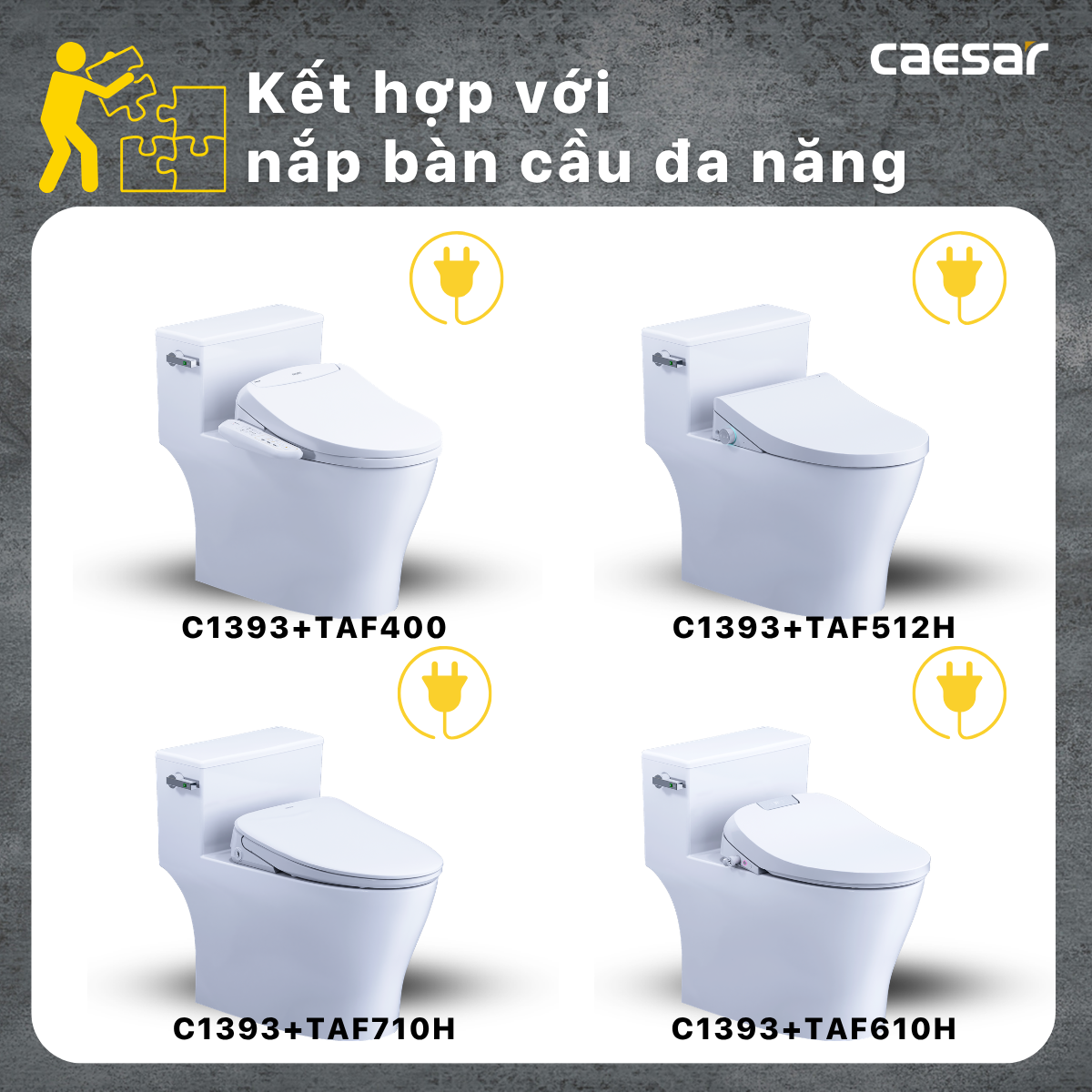 Bàn Cầu Một Khối Nắp Êm Caesar C1393