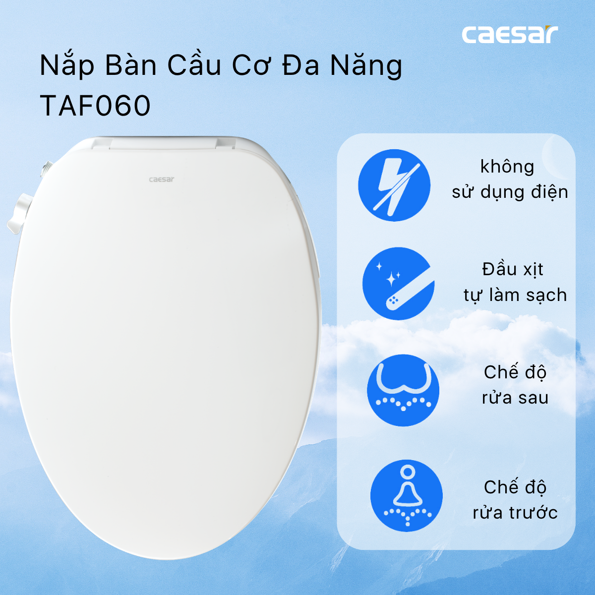 Bàn cầu kết hợp nắp cơ đa năng Caesar C1393F/TAF060