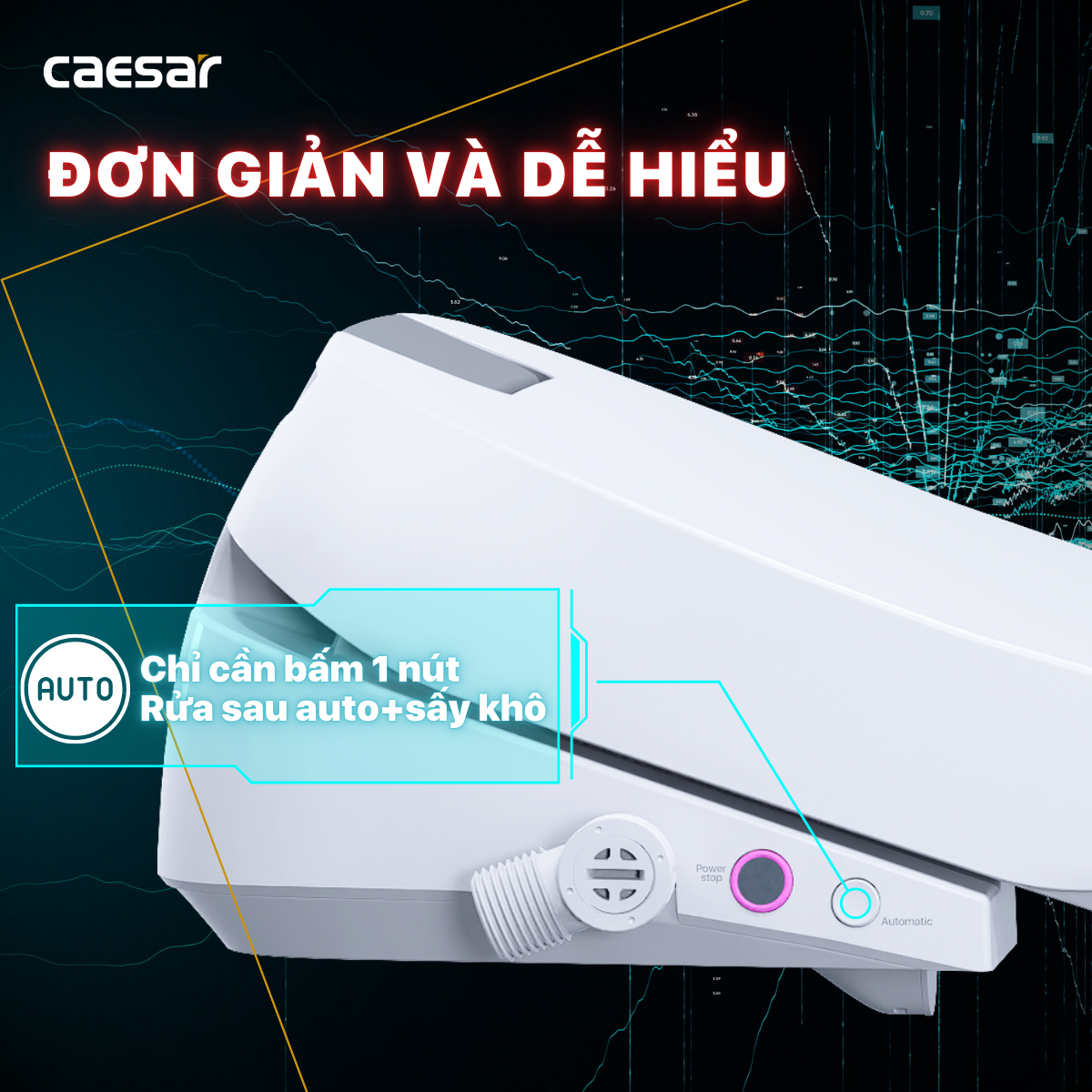 Bàn Cầu Một Khối kết hợp nắp điện tử Caesar C1393F/TAF610H
