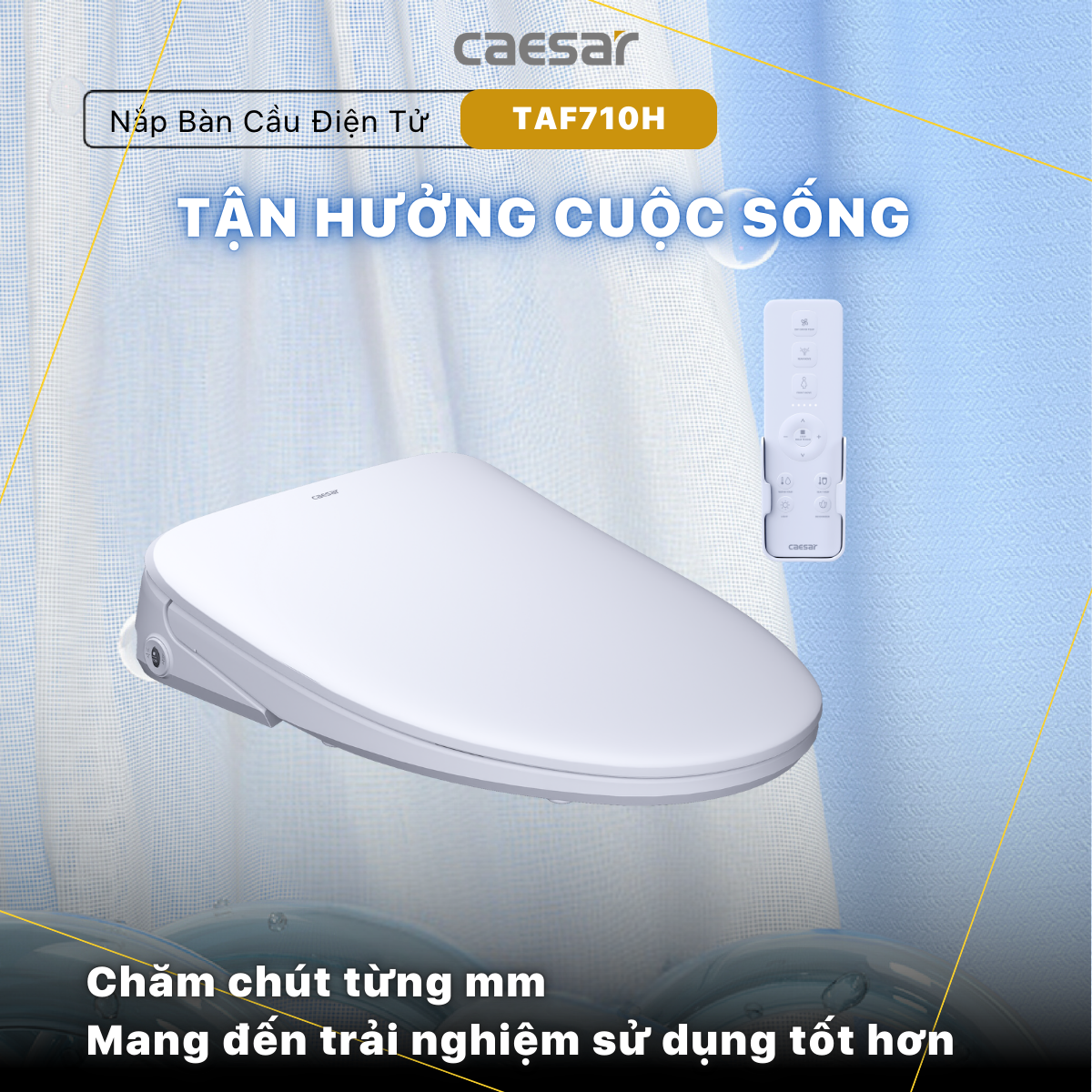 Bàn Cầu Một Khối kết hợp nắp điện tử Caesar C1393F/TAF710H