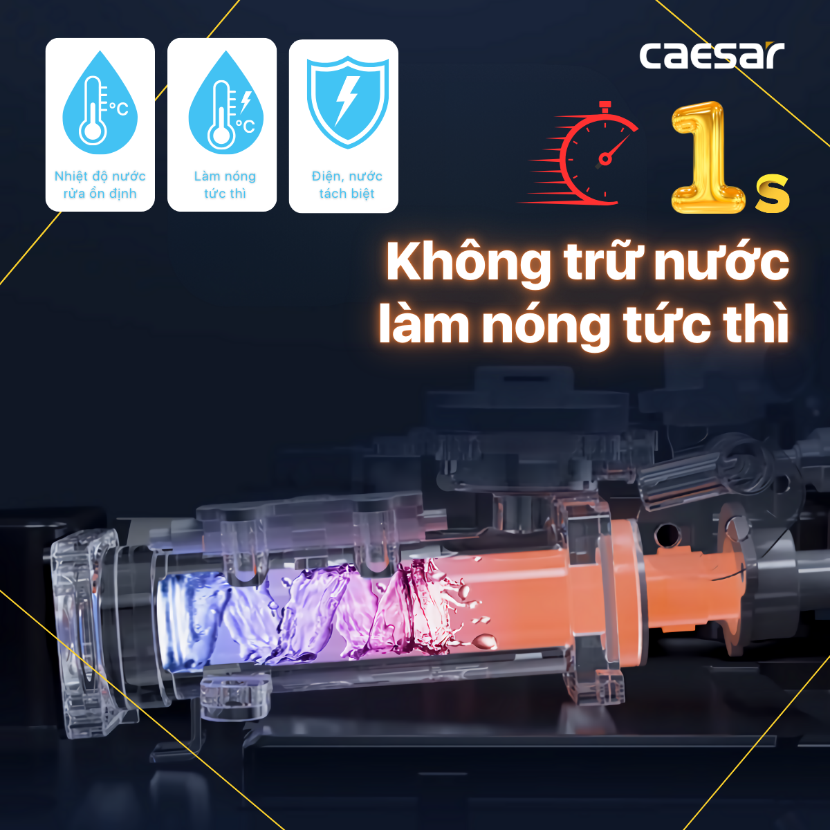 Bàn Cầu Một Khối kết hợp nắp điện tử Caesar C1393F/TAF710H