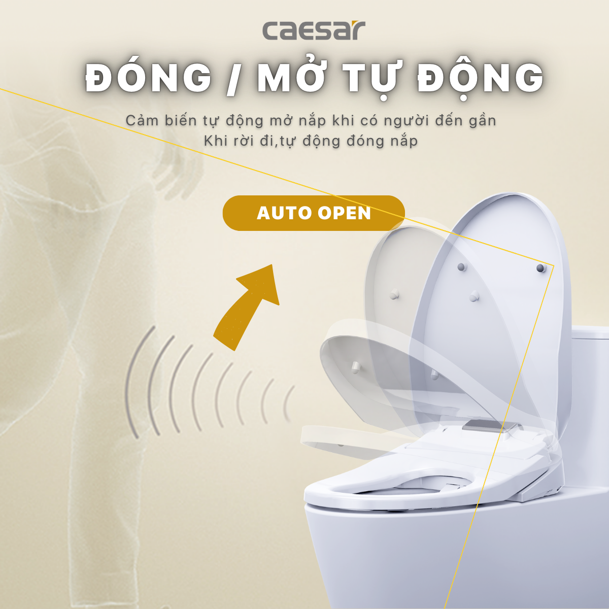 Bàn Cầu Một Khối kết hợp nắp điện tử Caesar C1395F/TAF610H