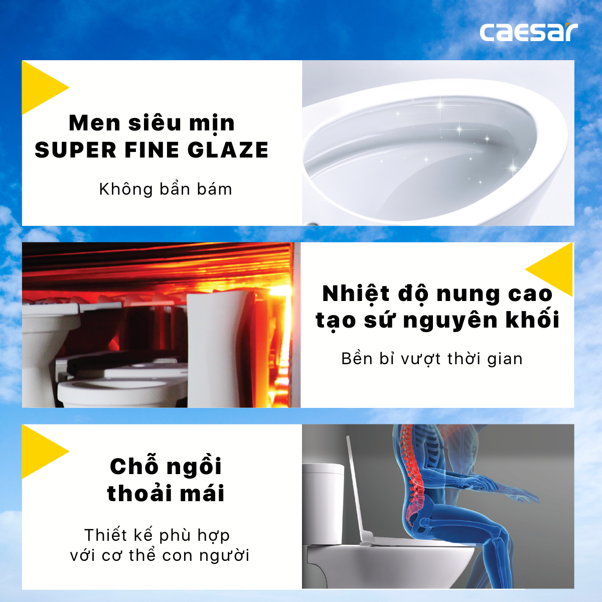 Bàn Cầu hai khối kết hợp với nắp điện tử Caesar CD1325/TAF512H