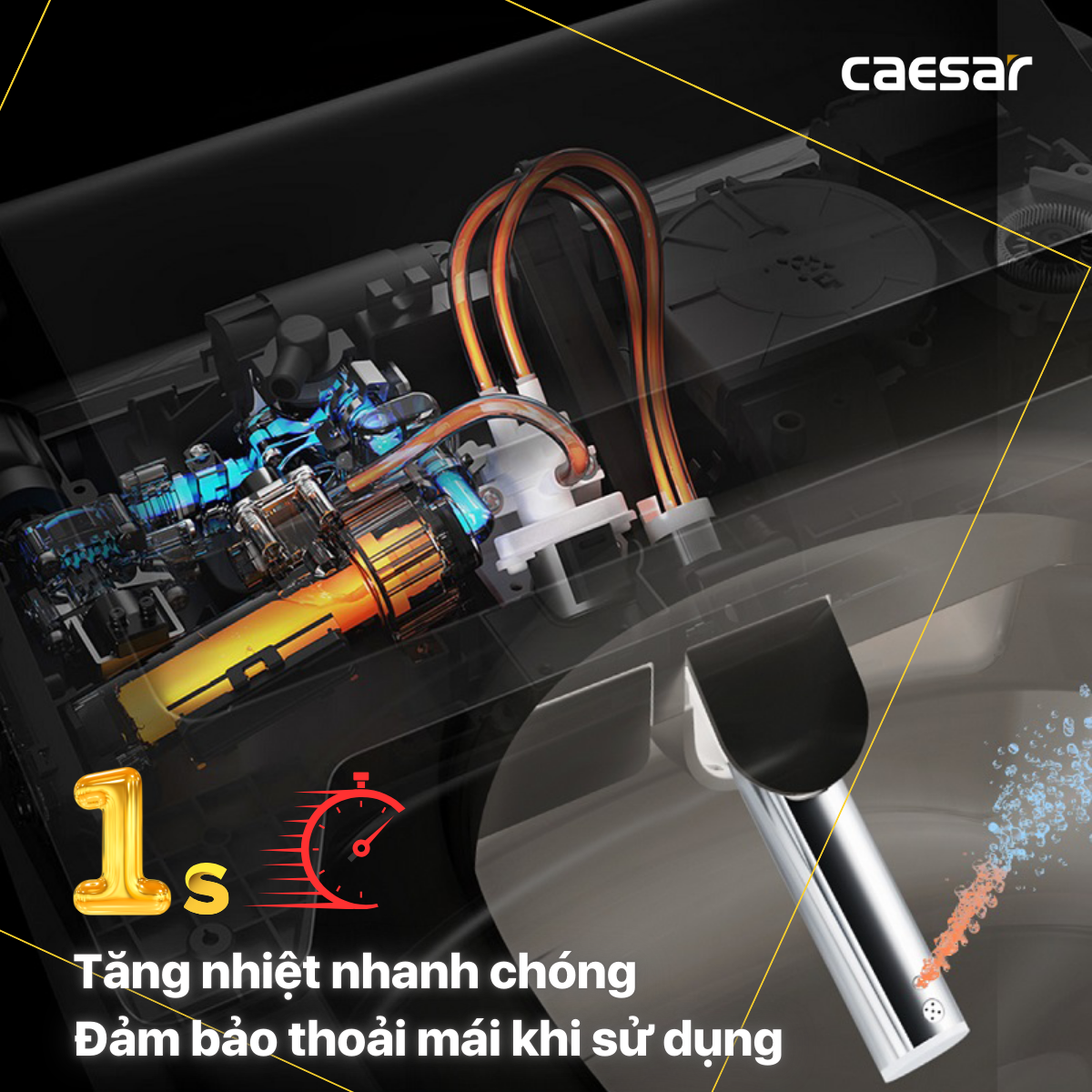 Bàn Cầu hai khối kết hợp nắp Thông Minh Caesar CD1341/TAF610H