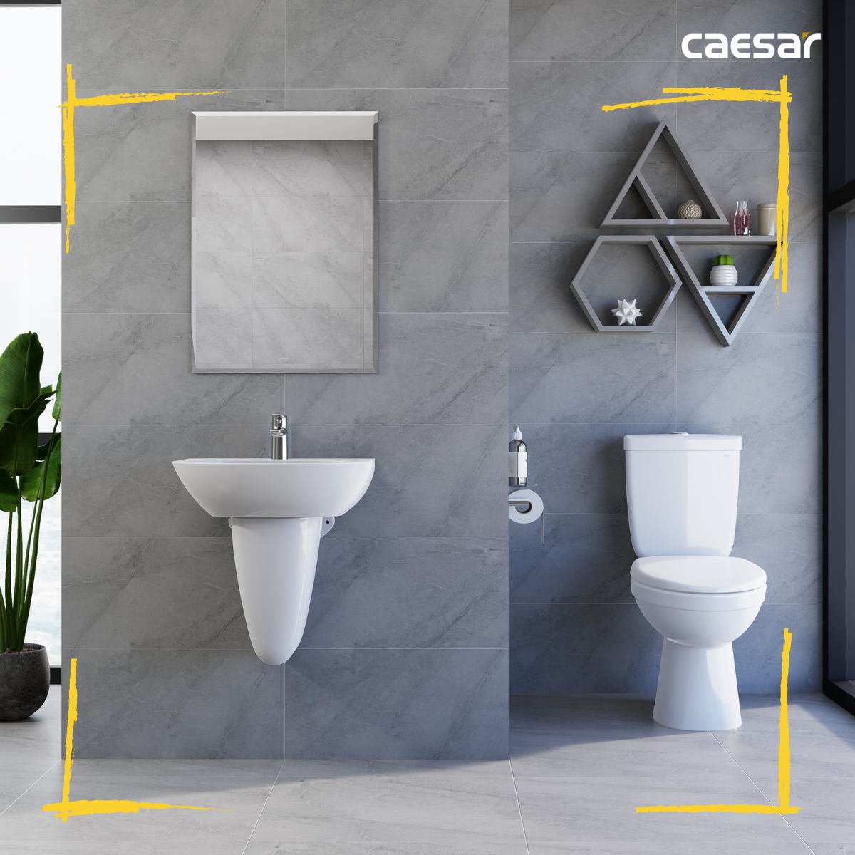 Bàn Cầu hai khối kết hợp với nắp điện tử Caesar CT1325/TAF512H