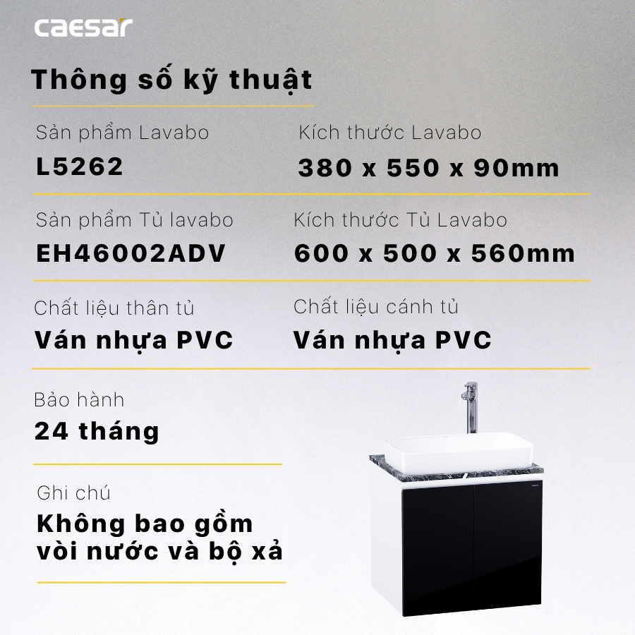 Lavabo kết hợp tủ treo Caesar L5262/EH46002ADV