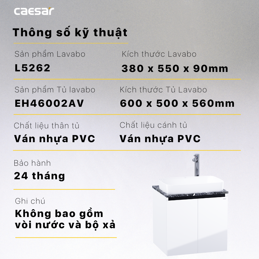 Lavabo kết hợp tủ treo Caesar L5262/EH46002AV