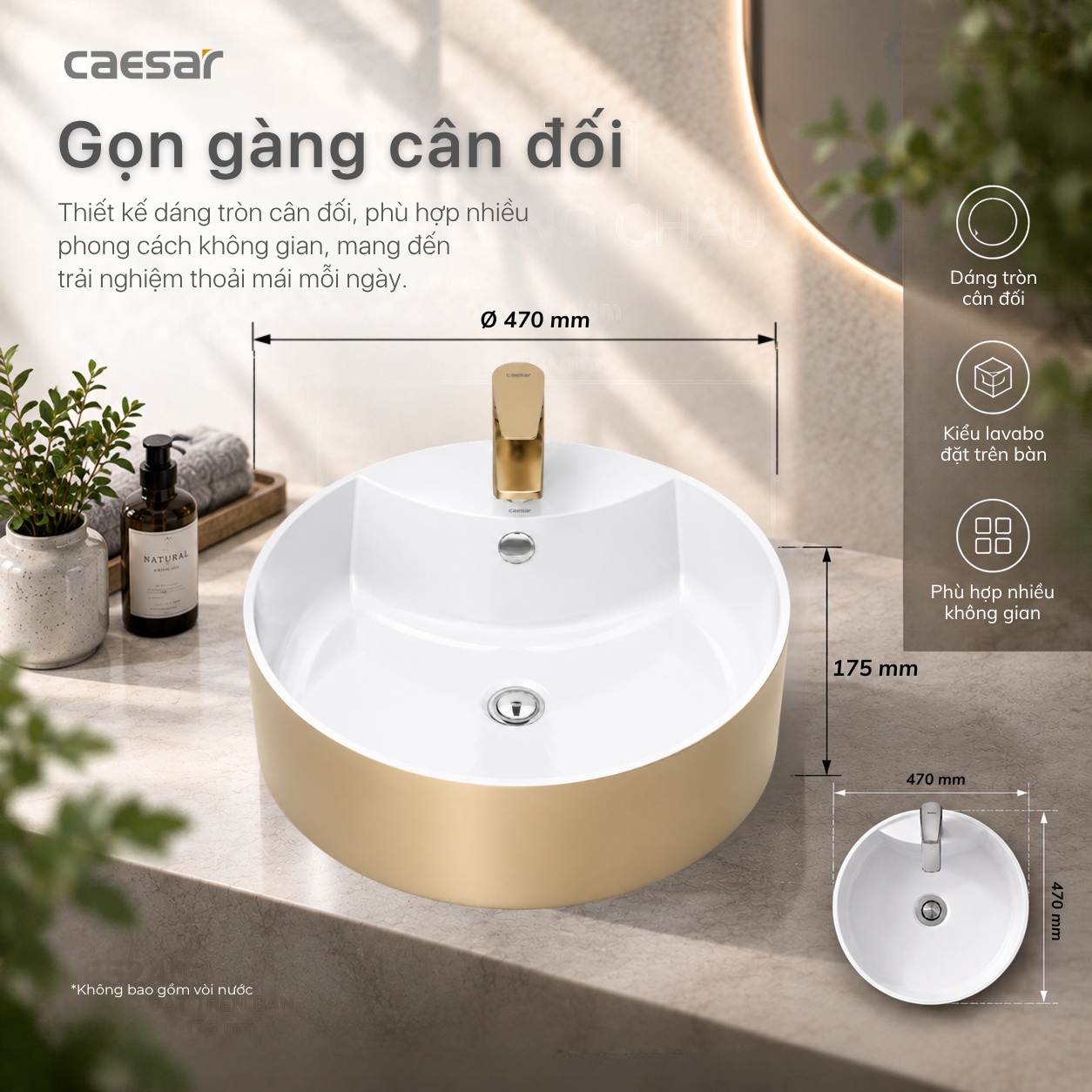 Lavabo Đặt Trên Bàn Caesar LF5240G