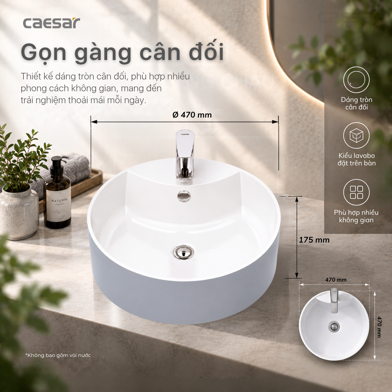 Lavabo Đặt Trên Bàn Caesar LF5240S