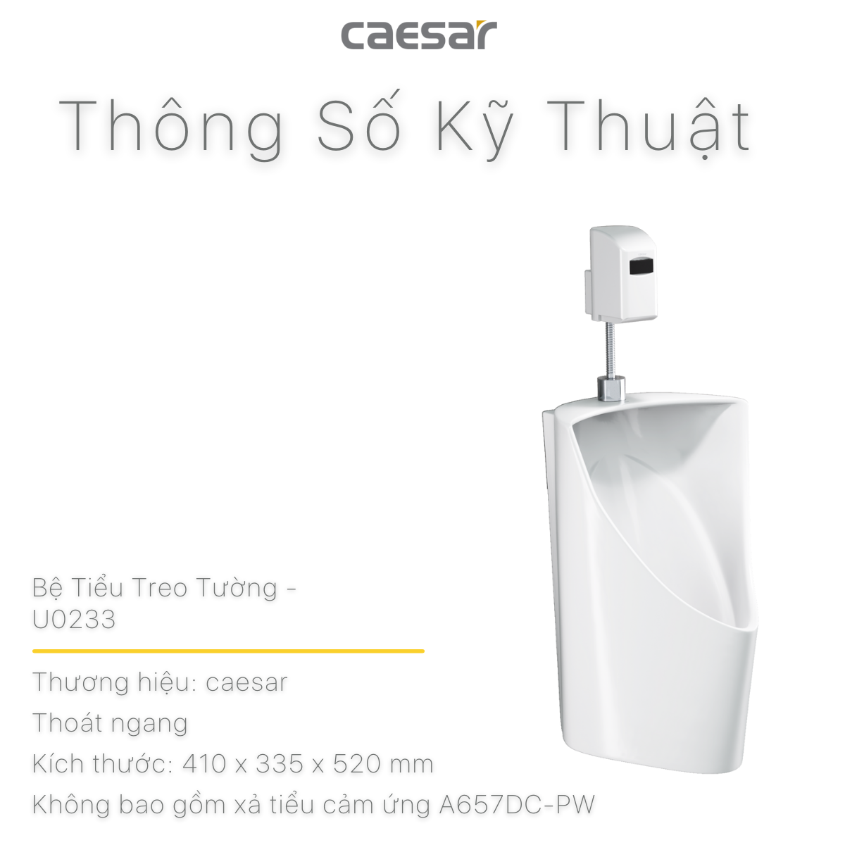 Bệ tiểu Nam (treo tường) + Xả tiểu + Máy tạo Ozon Caesar U0233/A637/A610OZ