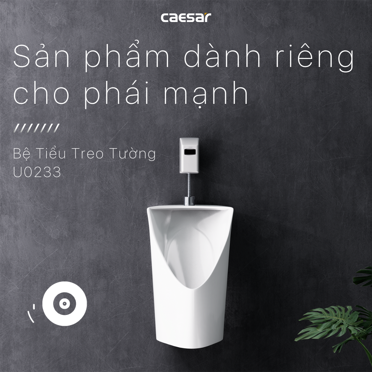 Bệ tiểu Nam (treo tường) + Xả tiểu + Máy tạo Ozon Caesar U0233/A637/A610OZ