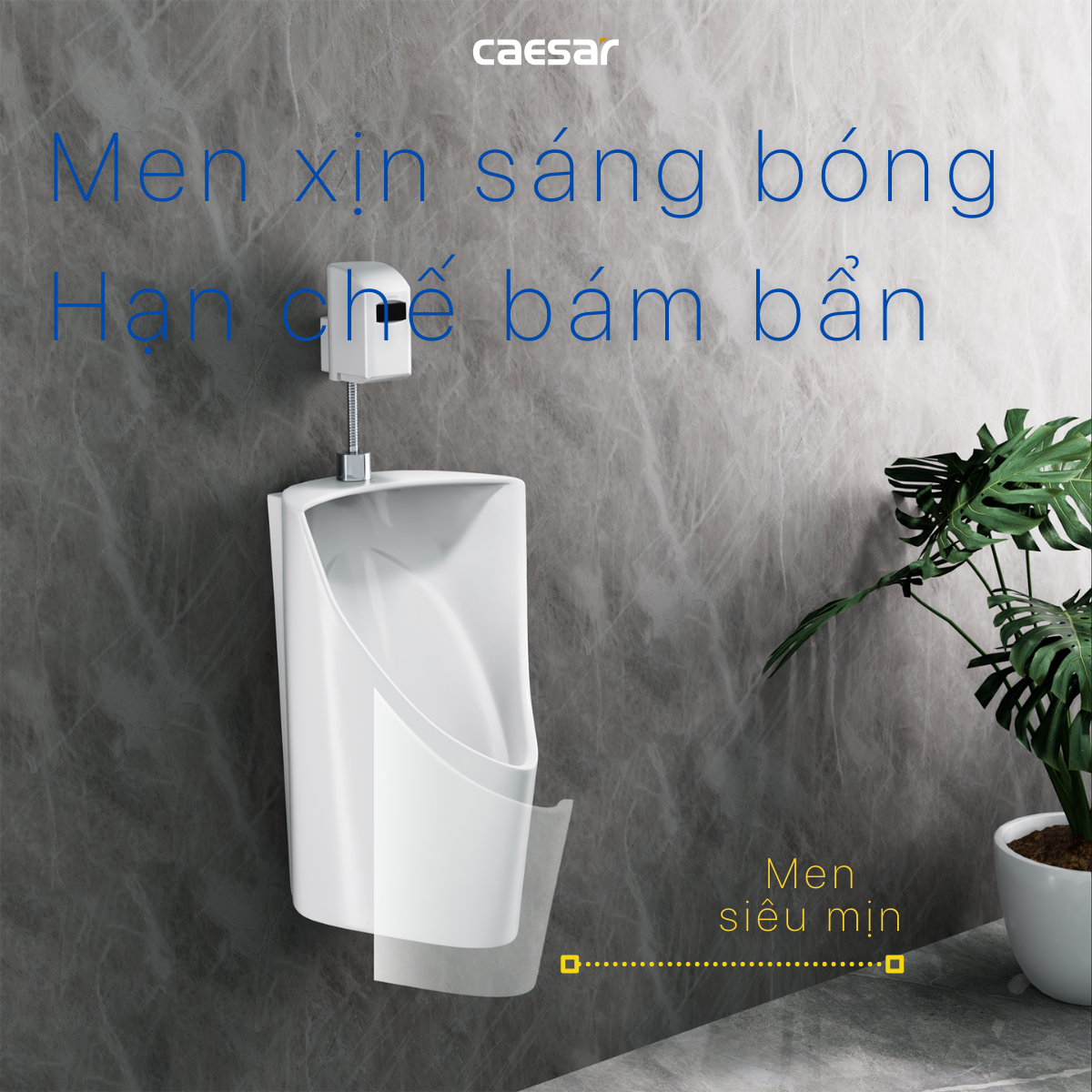 Bệ tiểu Nam (treo tường) + Xả tiểu + Máy tạo Ozon Caesar U0233/A637/A610OZ