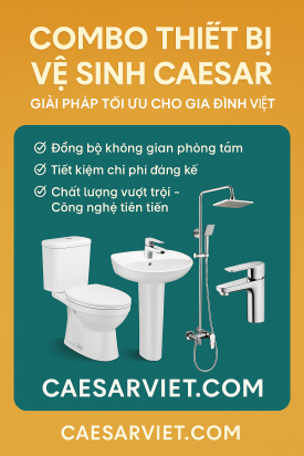 Combo thiết bị vệ sinh Caesar – Giải pháp trọn gói cho phòng tắm hiện đại